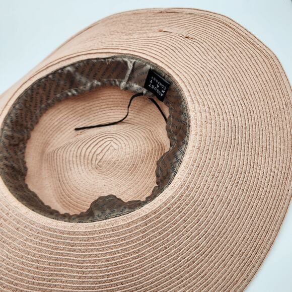 August Hat Company Wide Brim Floppy Hat Woven Floral Tie Detail Beach Tropical - Picture 10 of 16